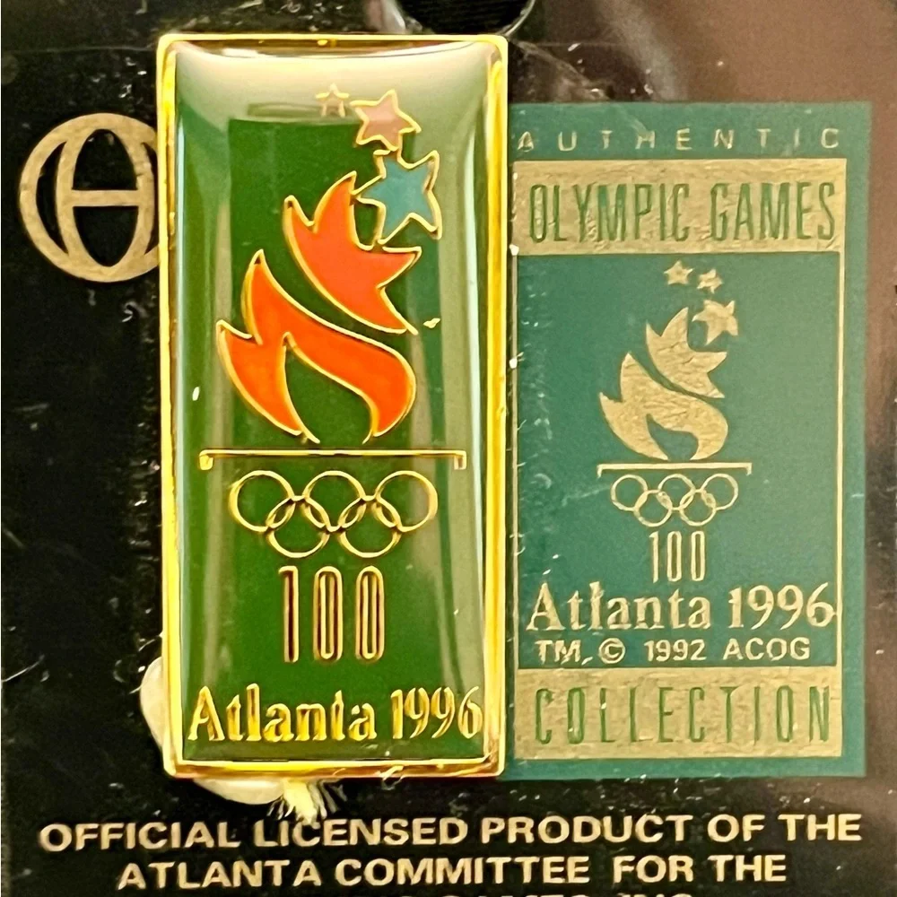 Vintage 1996 Atlanta Olympic Games Pin Official Licensed Gold Green Logo New